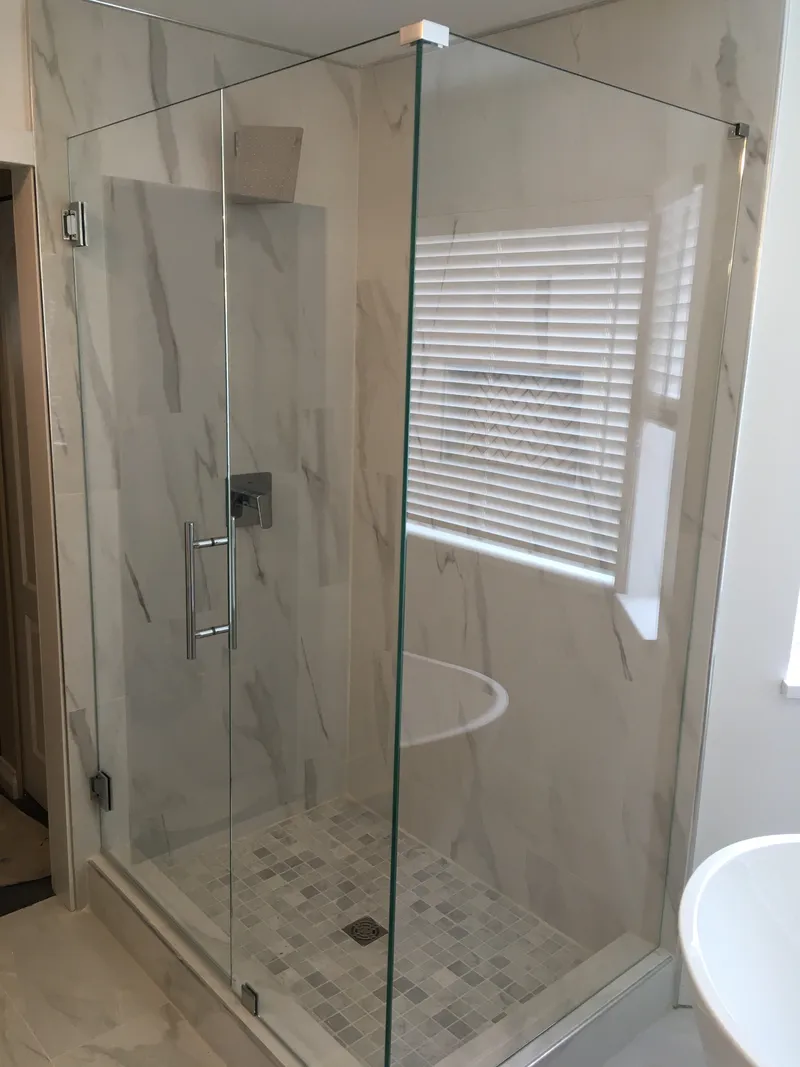 Frameless 10mm glass shower enclosure installed in Greater Vancouver home