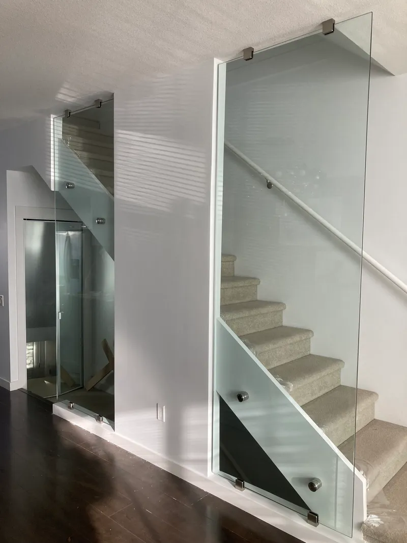 Custom glass railing installation in Greater Vancouver residence