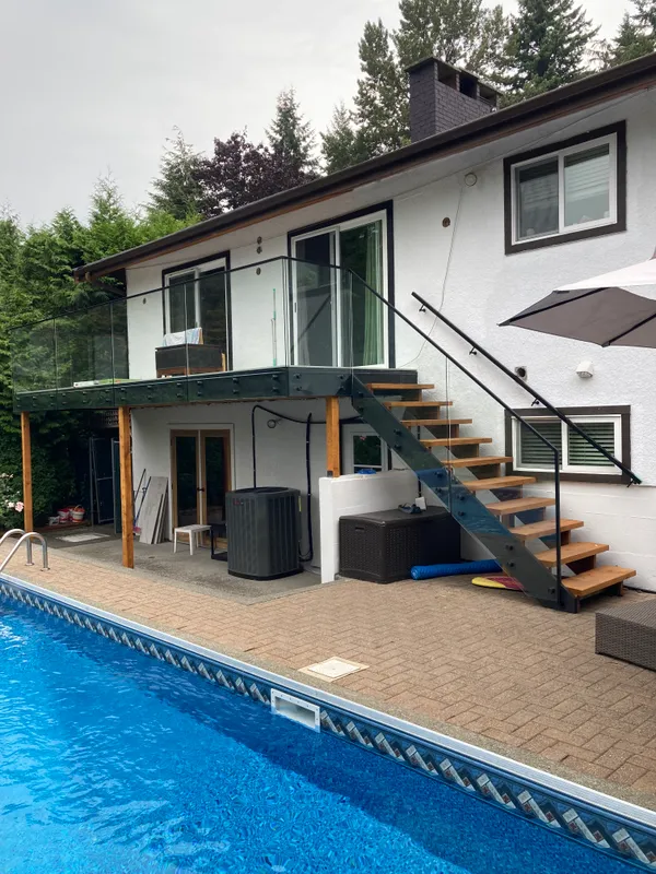 Custom glass railing installation