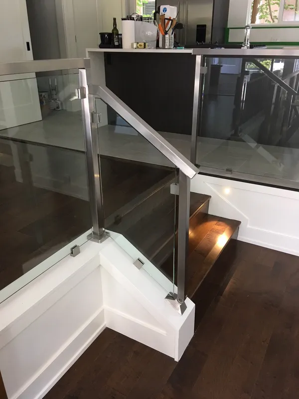 Custom glass railing installation