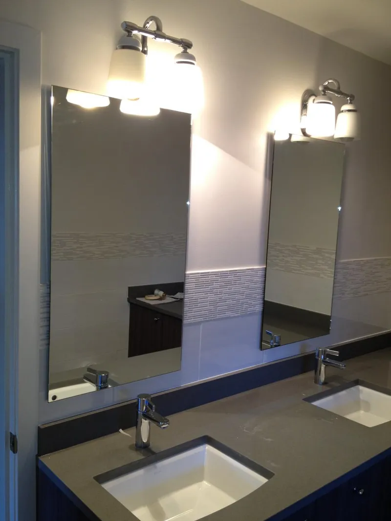 Custom bathroom mirror installation in Vancouver home