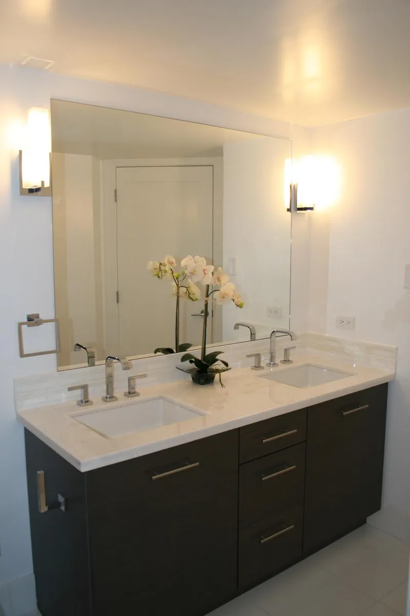 Custom vanity mirror in Lower Mainland bathroom